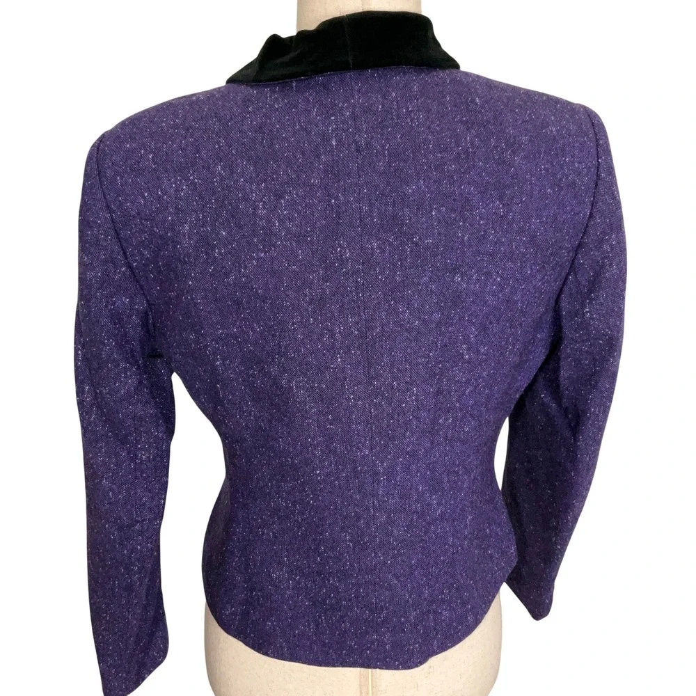 Kasper Skirt Suit Women 6P Purple Velvet Collar Professional  Wool Tweed